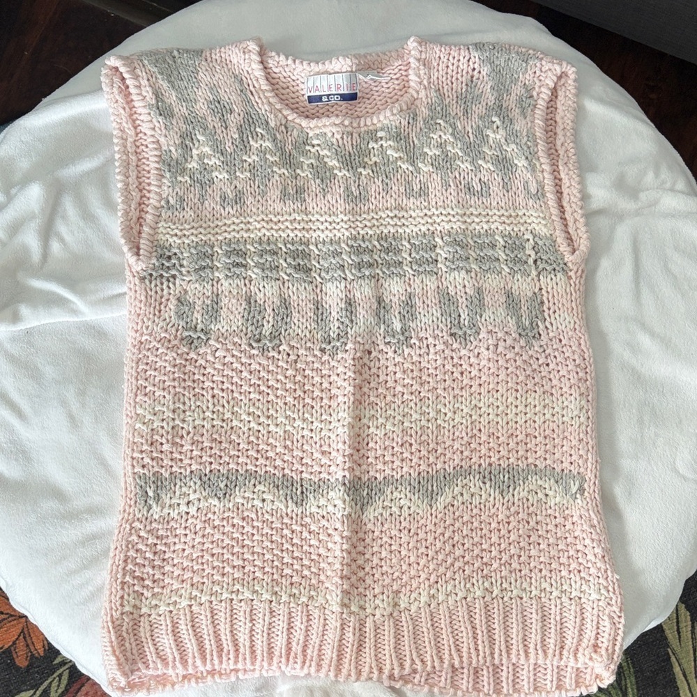 Stylish Pink and Gray Knitted Sweater Vest